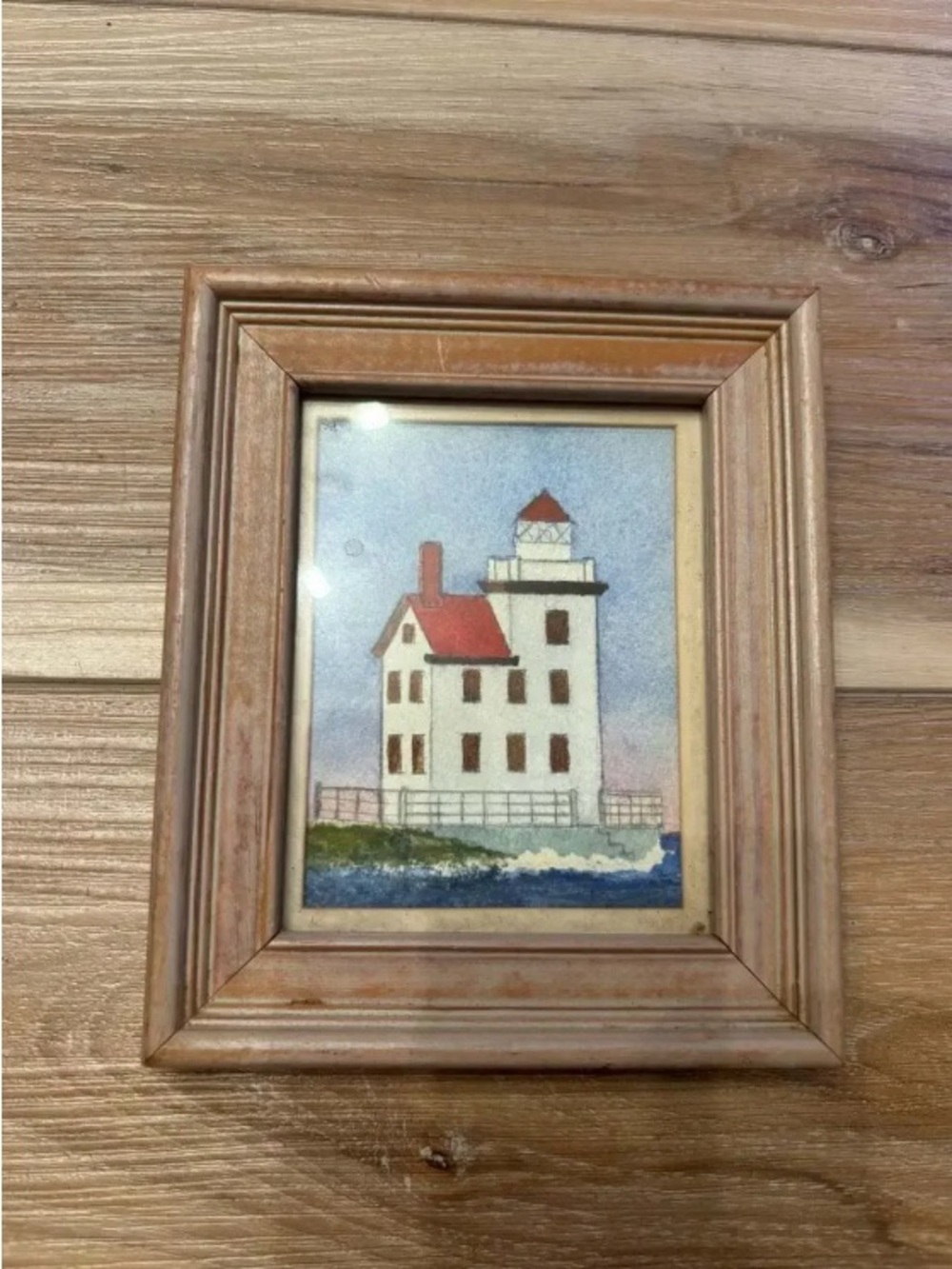 Vintage Original Lorain Lighthouse Watercolor Painting by Jane E. Eastin